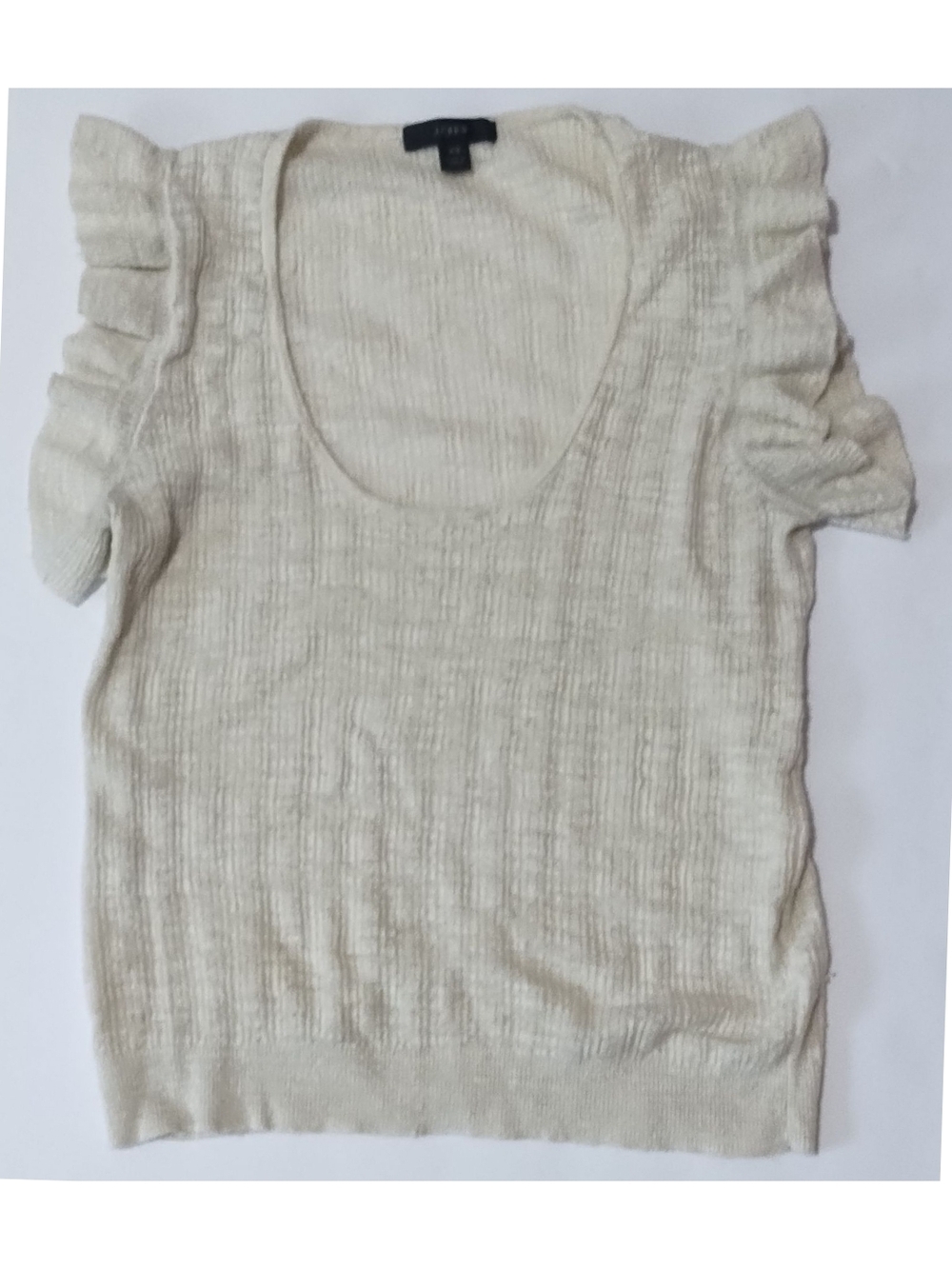 J. Crew Cream Ribbed Knit Top, .XS, Sleeveless